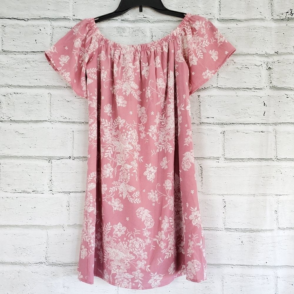 One love clothing pink dloral sleeveles dress